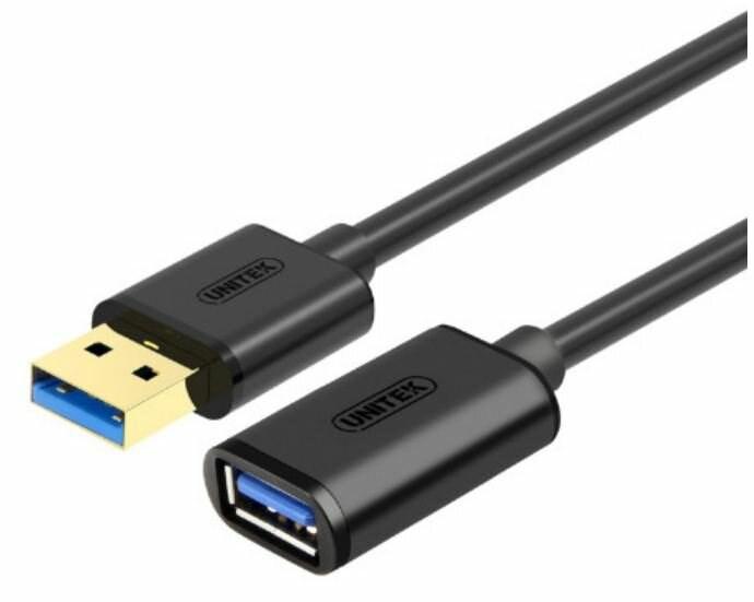 USB forlængerkabel 0,5 m – UNITEK USB-A 3.2 Gen 1 (han til hun) – sort billede