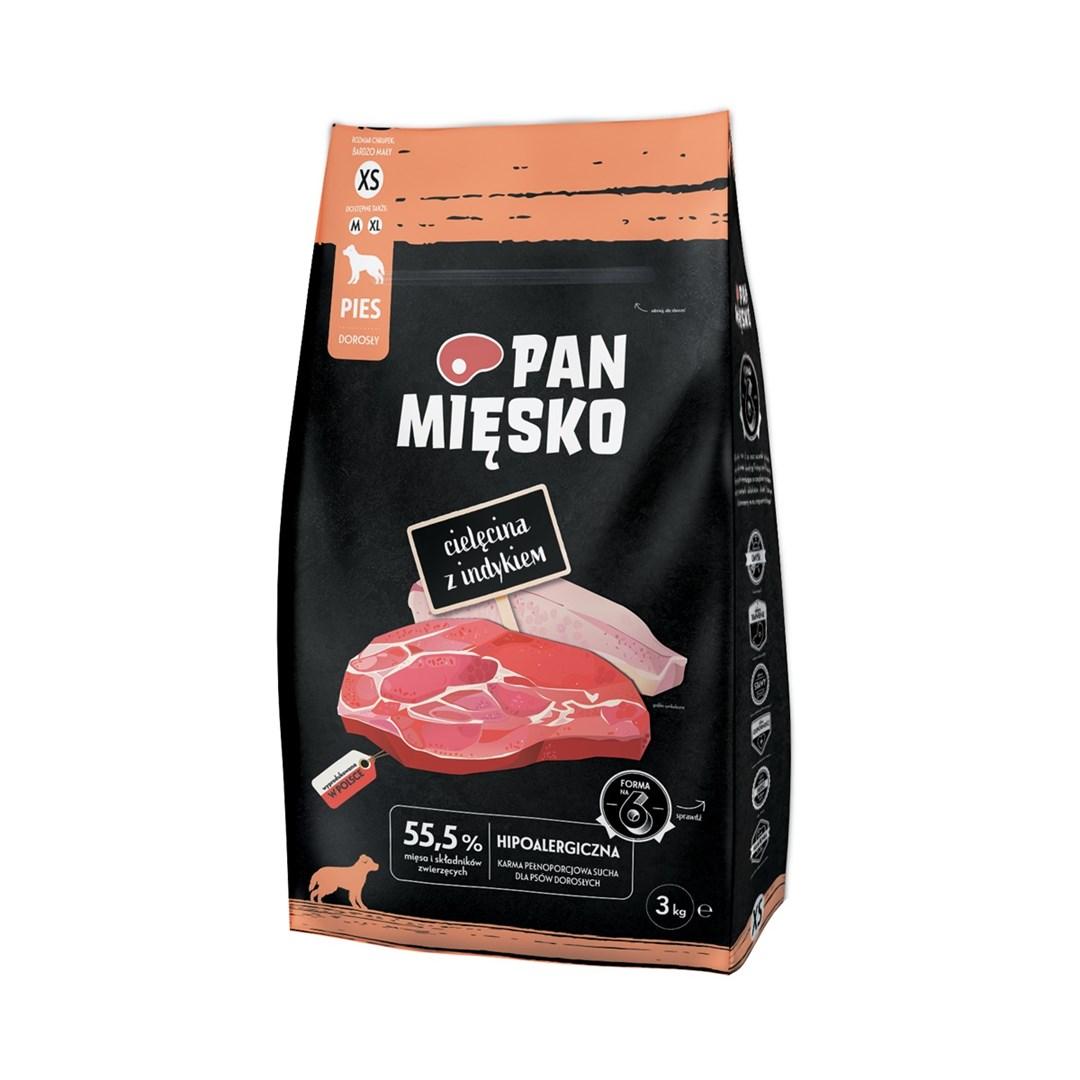 Hundefoder tørfoder PAN MIĘSKO kalv med kalkun XS – 3 kg