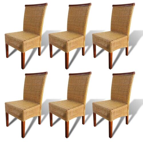 Spisebordsstole 6 stk. naturlig rattan brun