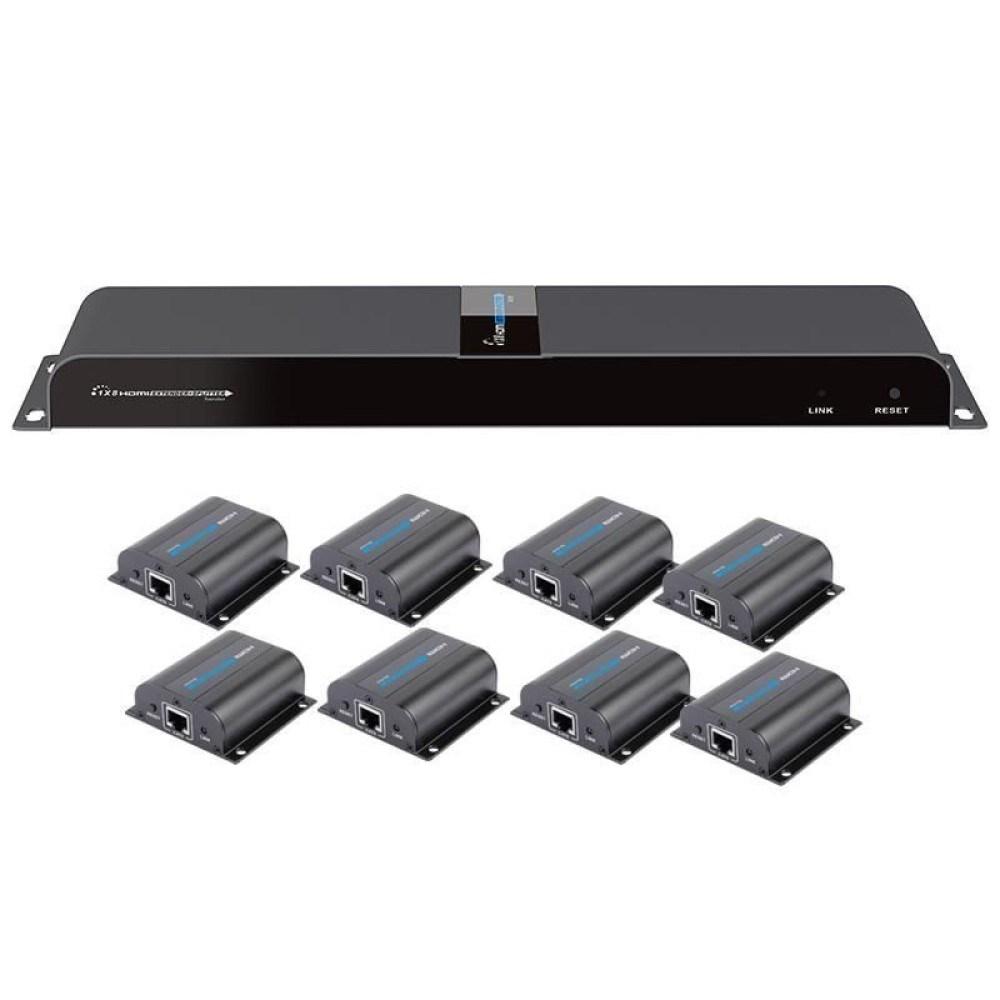 HDMI extender splitter 1x8 over CAT6/6a/7 50 m med IR - TECHly billede
