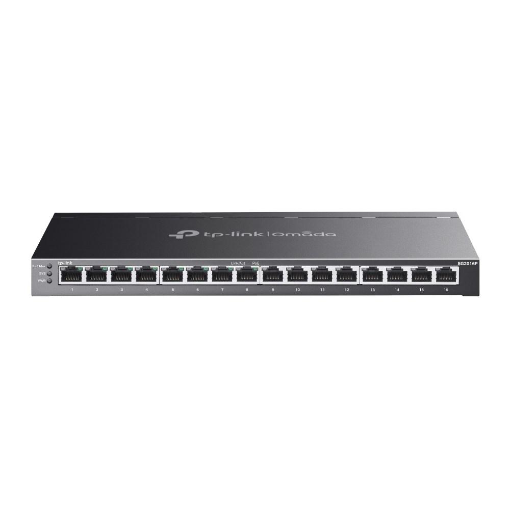 Netværksswitch TP-Link TL-SG2016P – 16x Gigabit, PoE+, L2/L3/L4, sort