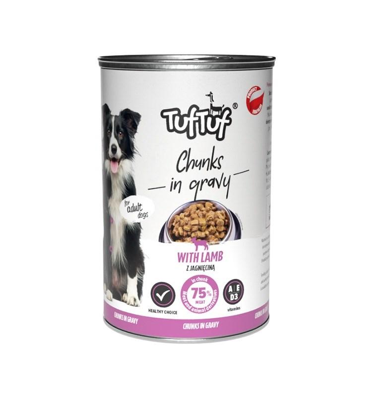 Hundefoder vådfoder TufTuf – Chunks i sauce med lam, 415 g