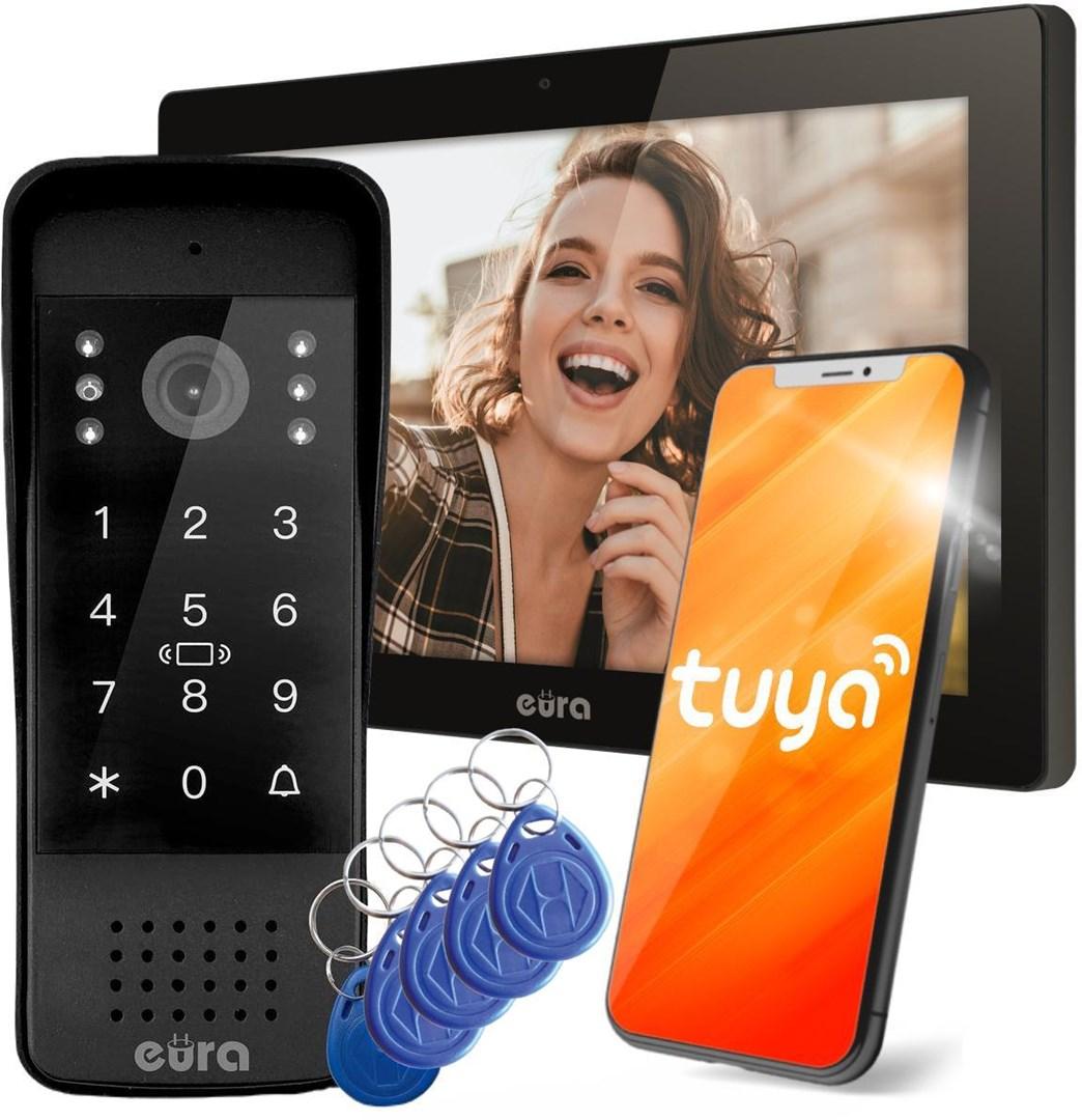 Dørtelefon med video Eura VDP-86A3 - 10" monitor, sort, Tuya