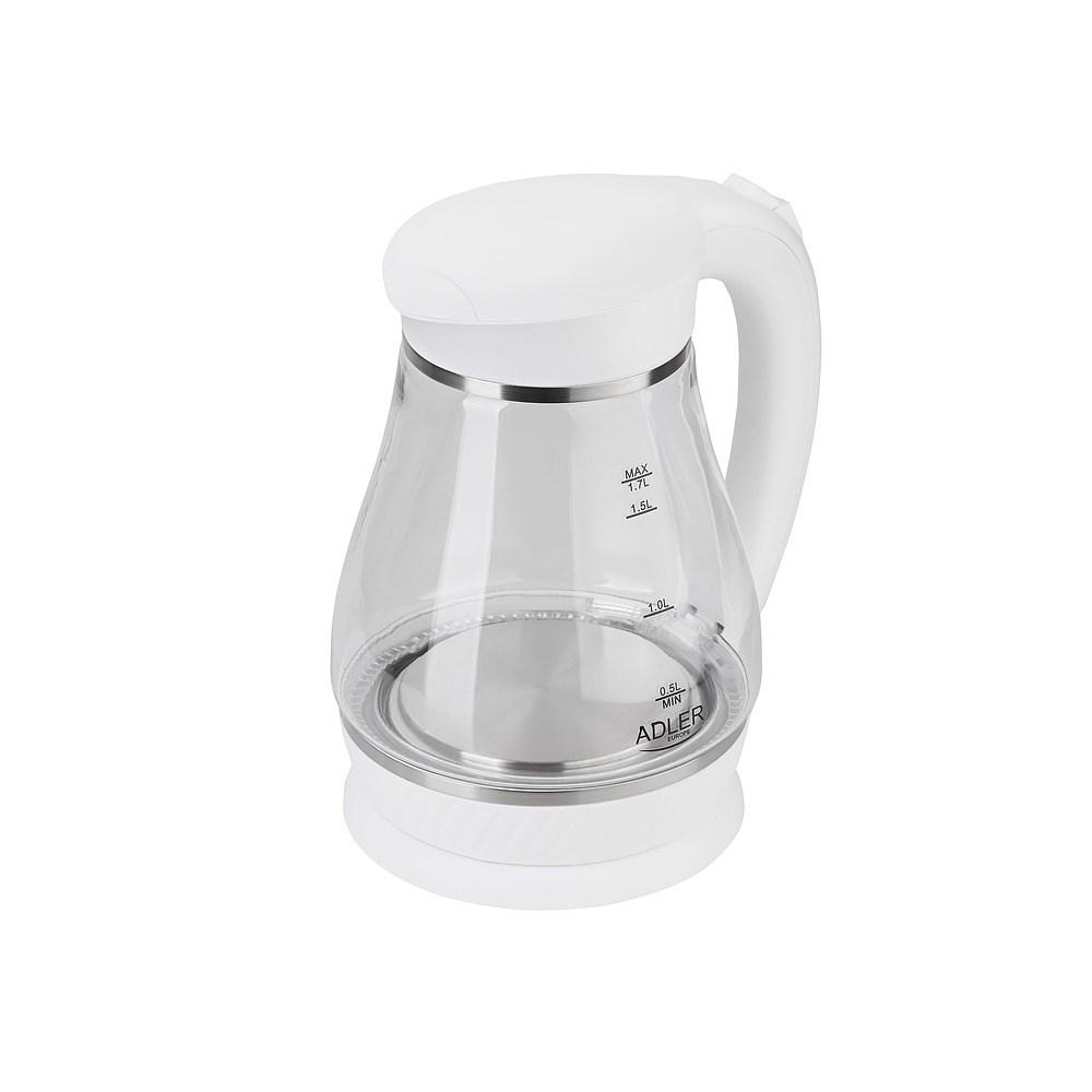 Elkedel – Adler AD 1274, 1,7 l, glas, 2.200 W, hvid billede
