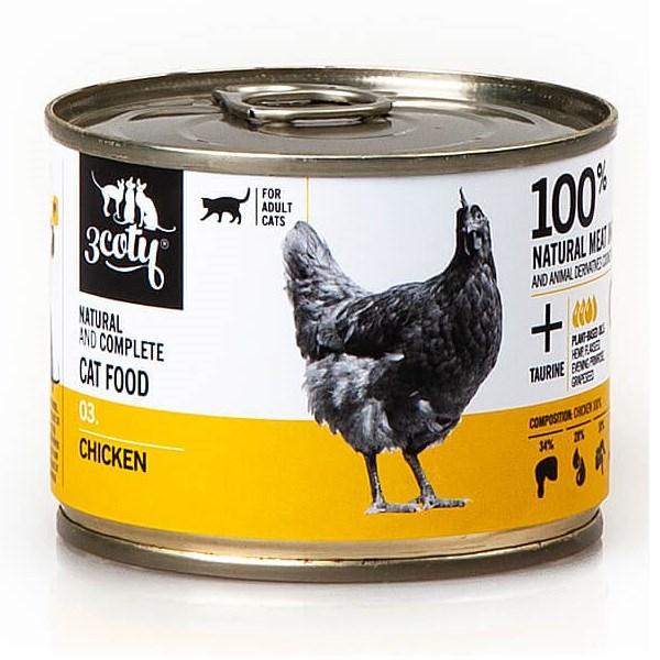 Vådfoder til kat – 3coty Chicken 180 g