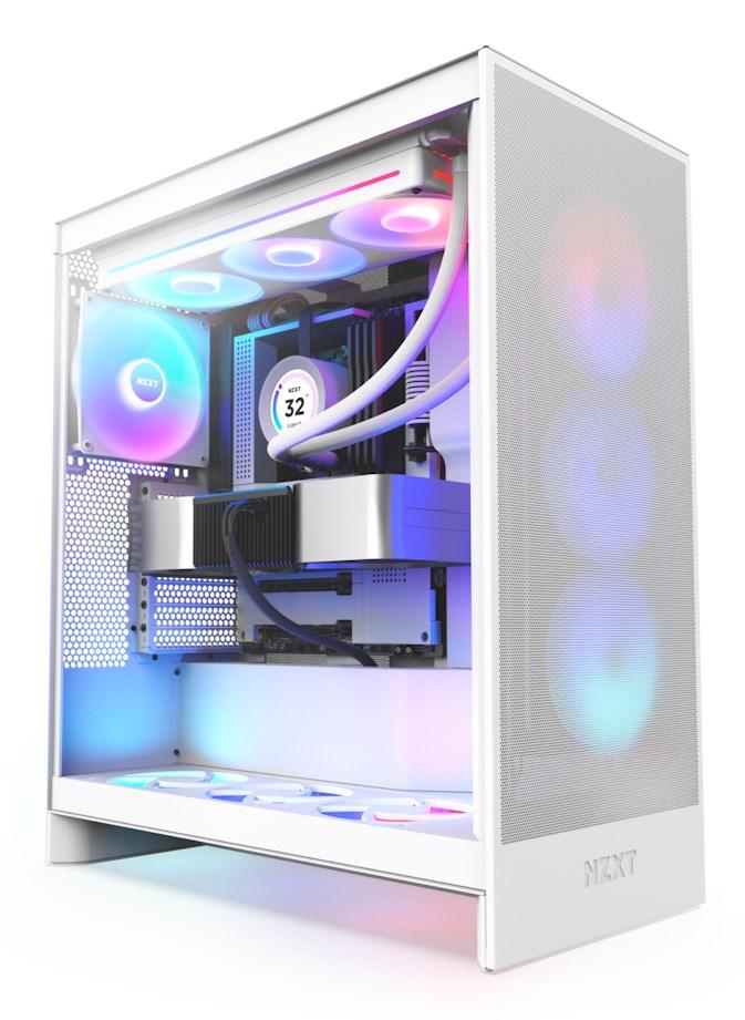 PC kabinet NZXT H7 Flow RGB midi tower - hvid billede