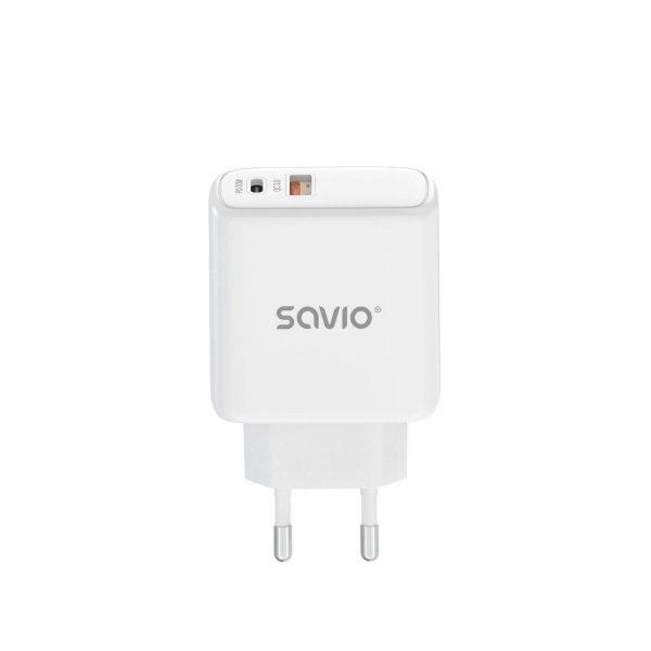 Vægoplader 30 W med USB-A & USB-C – Savio LA-06 Hurtigopladning PD 3.0 billede