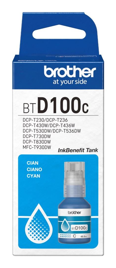 Blækflaske cyan Brother BTD100C – original refill 48,8 ml billede