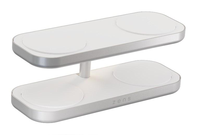 Zens Aluminium Series Quattro Wireless Charger Pro 4 med strømforsyning 65W | 4x 15W | Qi2 | hvid | ZEQC01W/00 (ZEQC01W/00)