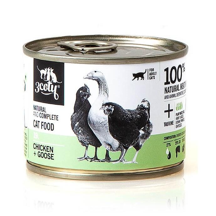Vådfoder til kat – 3coty Chicken & Goose 180 g