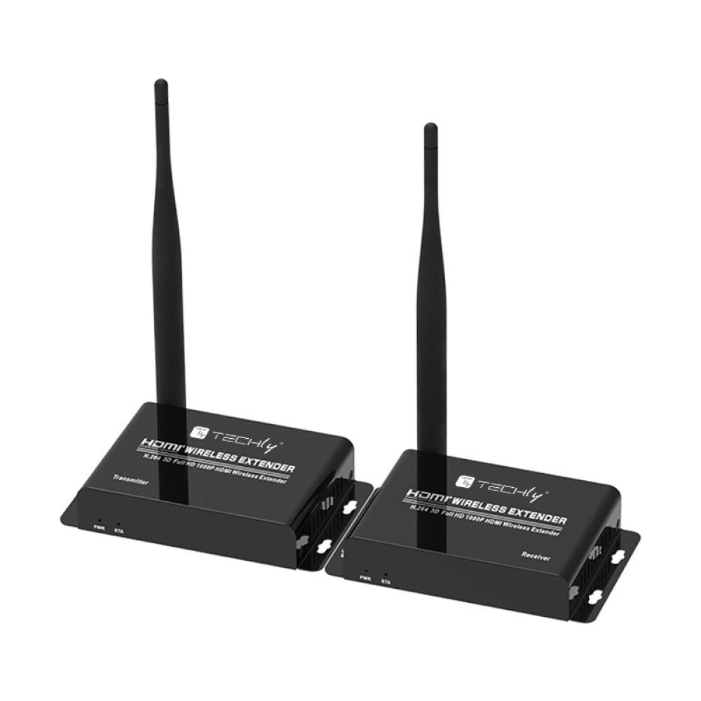 Techly IDATA HDMI-WL55, 1920 x 1080 pixel, AV sender & modtager, 50 m, Kabel & trådløs, Sort, HDCP