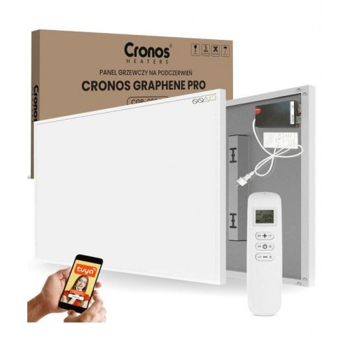 Infrarød varmepanel 900 W – Cronos Graphene Pro med fjernbetjening og Wi‑Fi