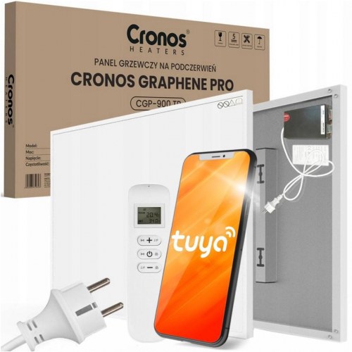 Infrarød varmepanel 900 W – Cronos Graphene Pro med fjernbetjening og Wi‑Fi