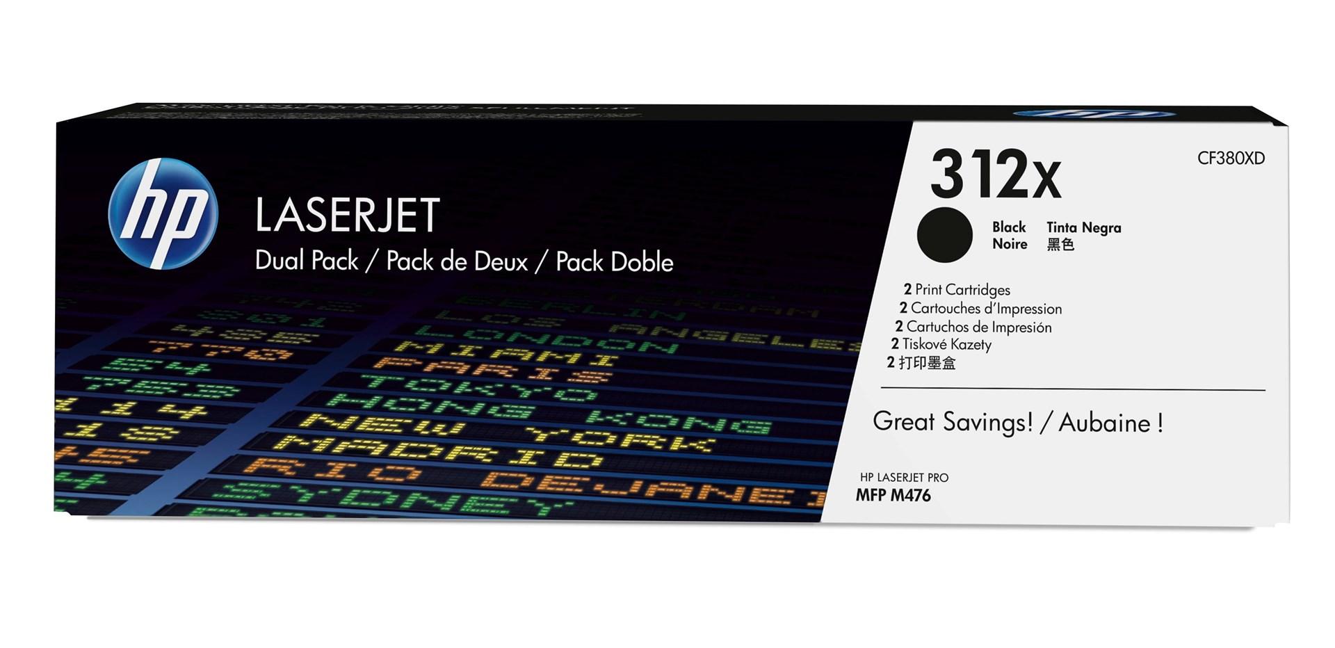 Toner til laserprinter HP 312X sort - høj kapacitet, 2-pak billede