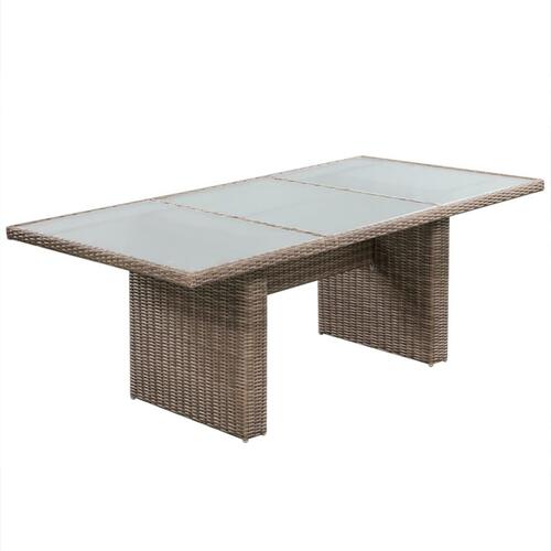 Udendørs spisebordssæt 11 dele polyrattan brun