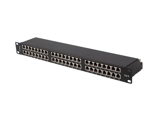Patchpanel 48 porte 1U 19" Cat6 FTP – Lanberg, sort