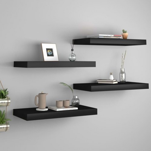 Væghylder 4 stk. 50x23x3,8 cm MDF sort (OUTLET B)