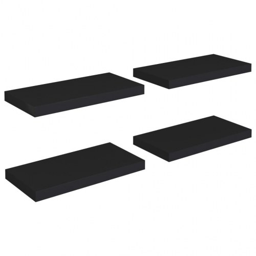 Væghylder 4 stk. 50x23x3,8 cm MDF sort (OUTLET B)