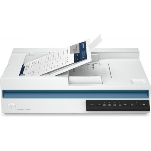 Scanner HP ScanJet Pro 2600 f1 — flatbed og ADF, A4, 600 dpi, hvid