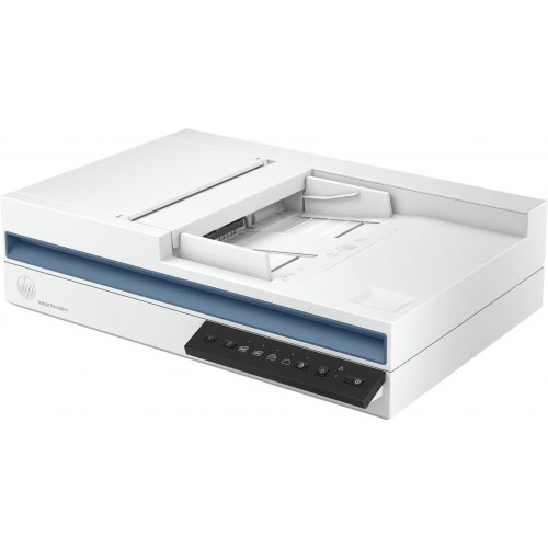 Scanner HP ScanJet Pro 2600 f1 — flatbed og ADF, A4, 600 dpi, hvid