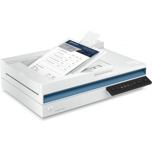 Scanner HP ScanJet Pro 2600 f1 — flatbed og ADF, A4, 600 dpi, hvid
