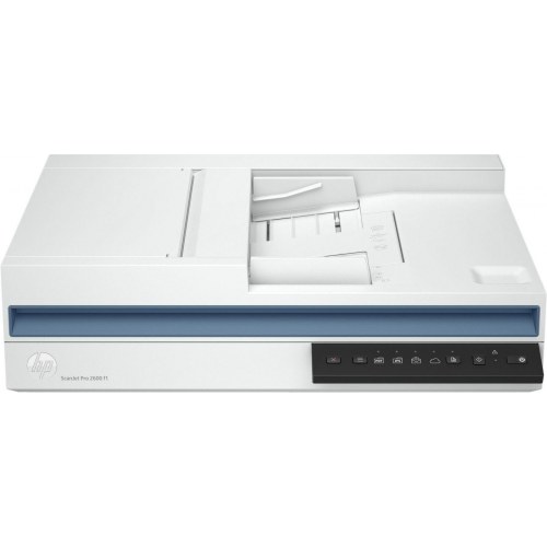 Scanner HP ScanJet Pro 2600 f1 — flatbed og ADF, A4, 600 dpi, hvid