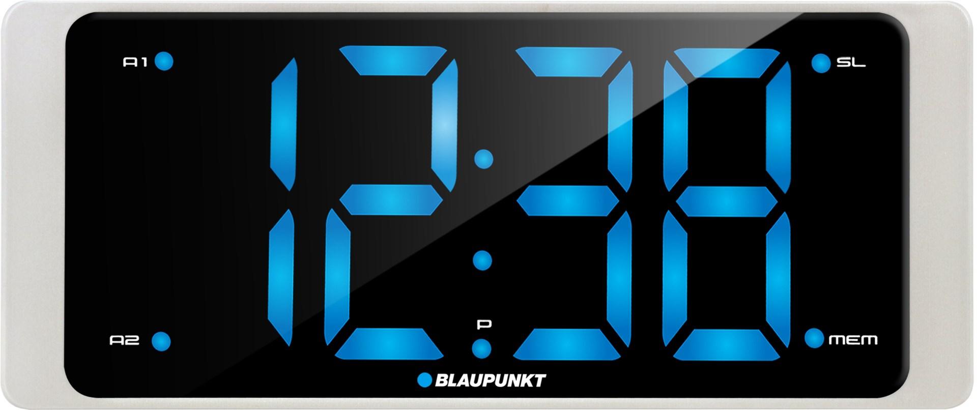 Vækkeur digital – Blaupunkt CR16WH, sort/hvid med stor skærm billede