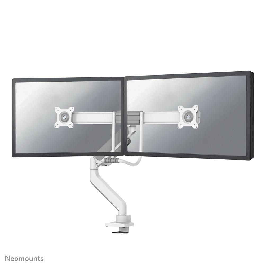Skærmarm til 2 skærme - Neomounts DS75-450WH2, 17-32", gasfjeder, topmontering, 180° stop, hvid billede