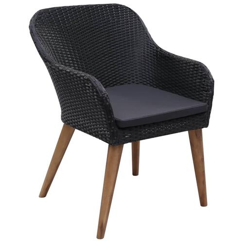 Udendørs spisebordssæt 9 dele med hynder polyrattan sort