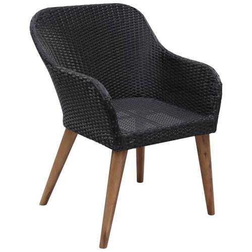 Udendørs spisebordssæt 9 dele med hynder polyrattan sort