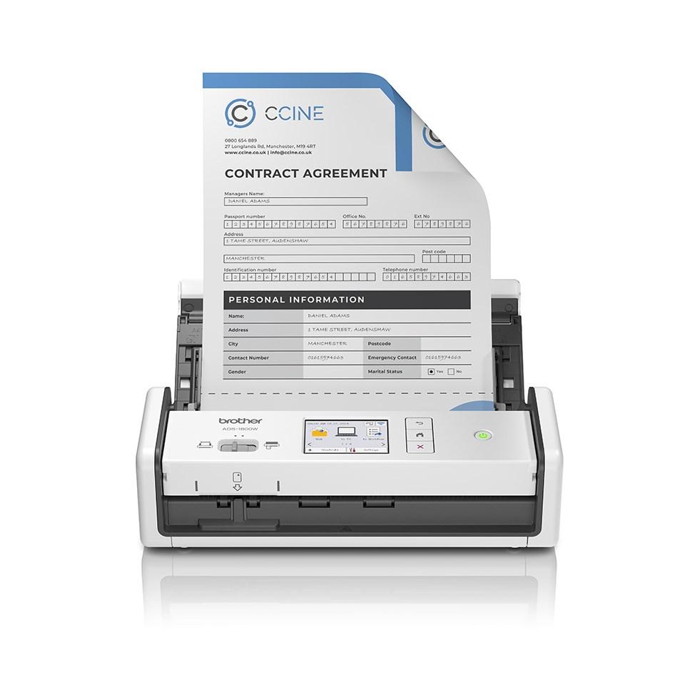 Dokumentscanner Brother ADS-1800W ADF, 1200 × 1200 DPI, A4, hvid billede