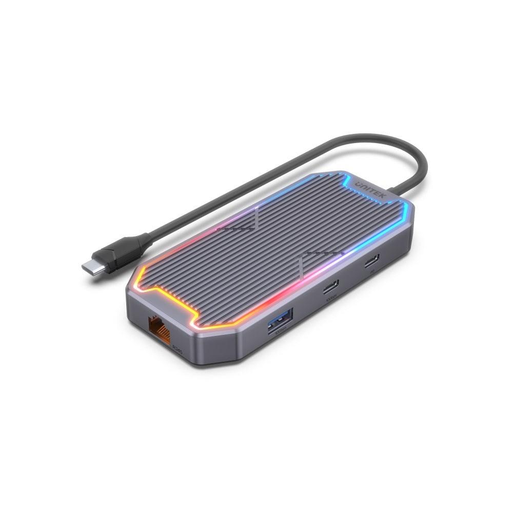 USB-C hub med HDMI og Ethernet UNITEK uHUB S7+ (grå)