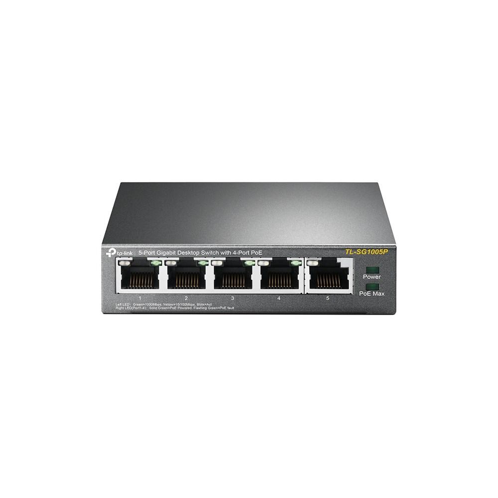 Netværksswitch TP-Link 5-port Gigabit desktop med 4× PoE