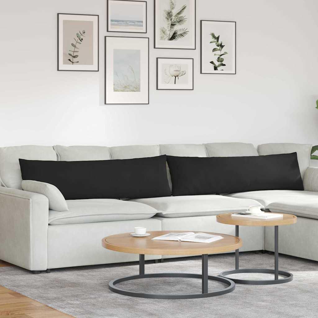Sofapuder 2 Dele 50 X 30 Cm Stof - Sort / 40 x 145 cm