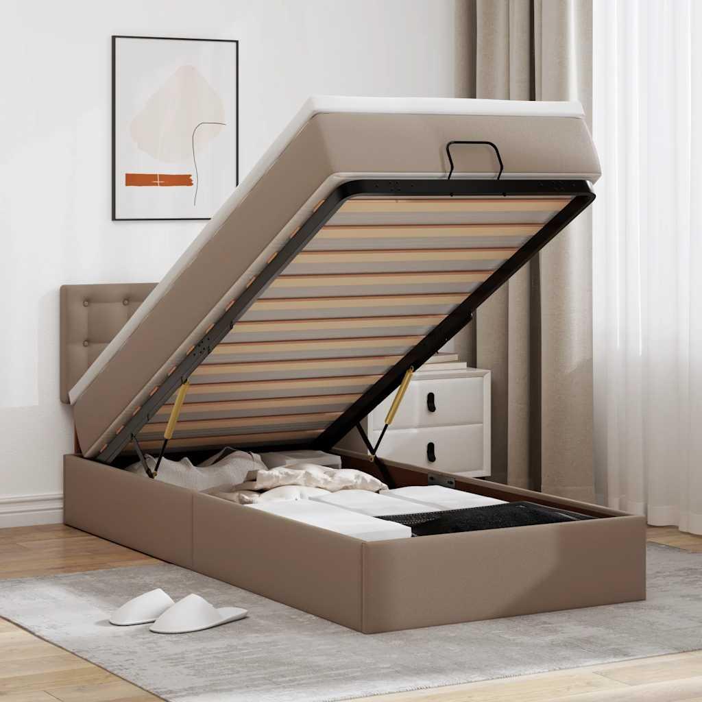 vidaXL osmannisk sengeramme med madras 80x200 cm kunstlæder cappuccino