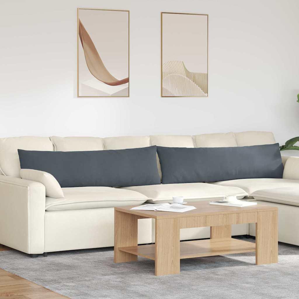Sofapuder 2 Dele 60 X 40 Cm Velourstof - Mørkegrå / 40 x 145 cm