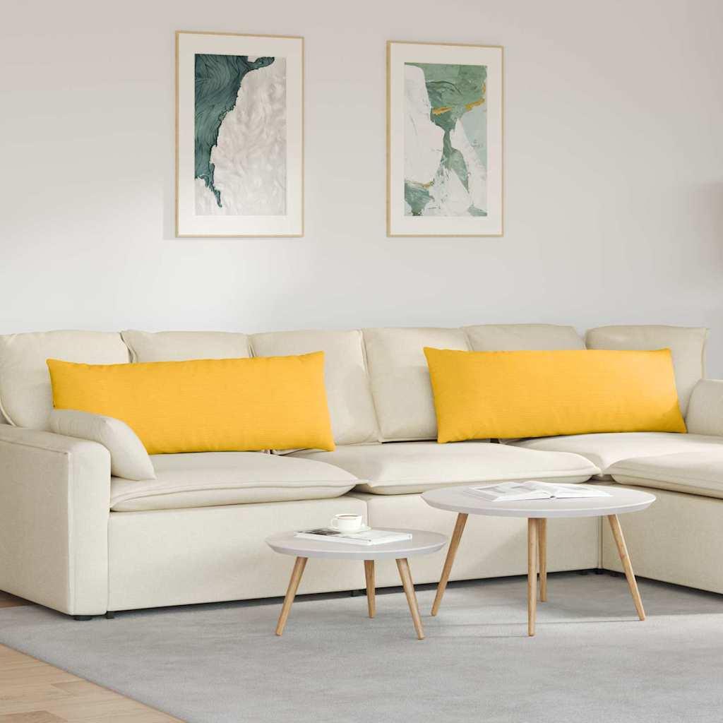 Sofapuder 2 Dele Velourstof - Lysegul / 120 x 40 cm