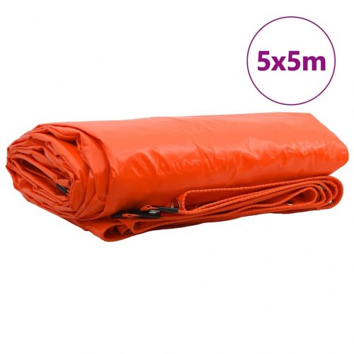 Presenning 650 g/m² - orange 5 x 5 m i lærred med PVC-belægning