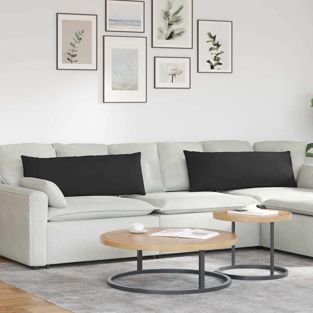 Sofapuder 2 Dele 50 X 30 Cm Stof - Sort / 40 x 120 cm
