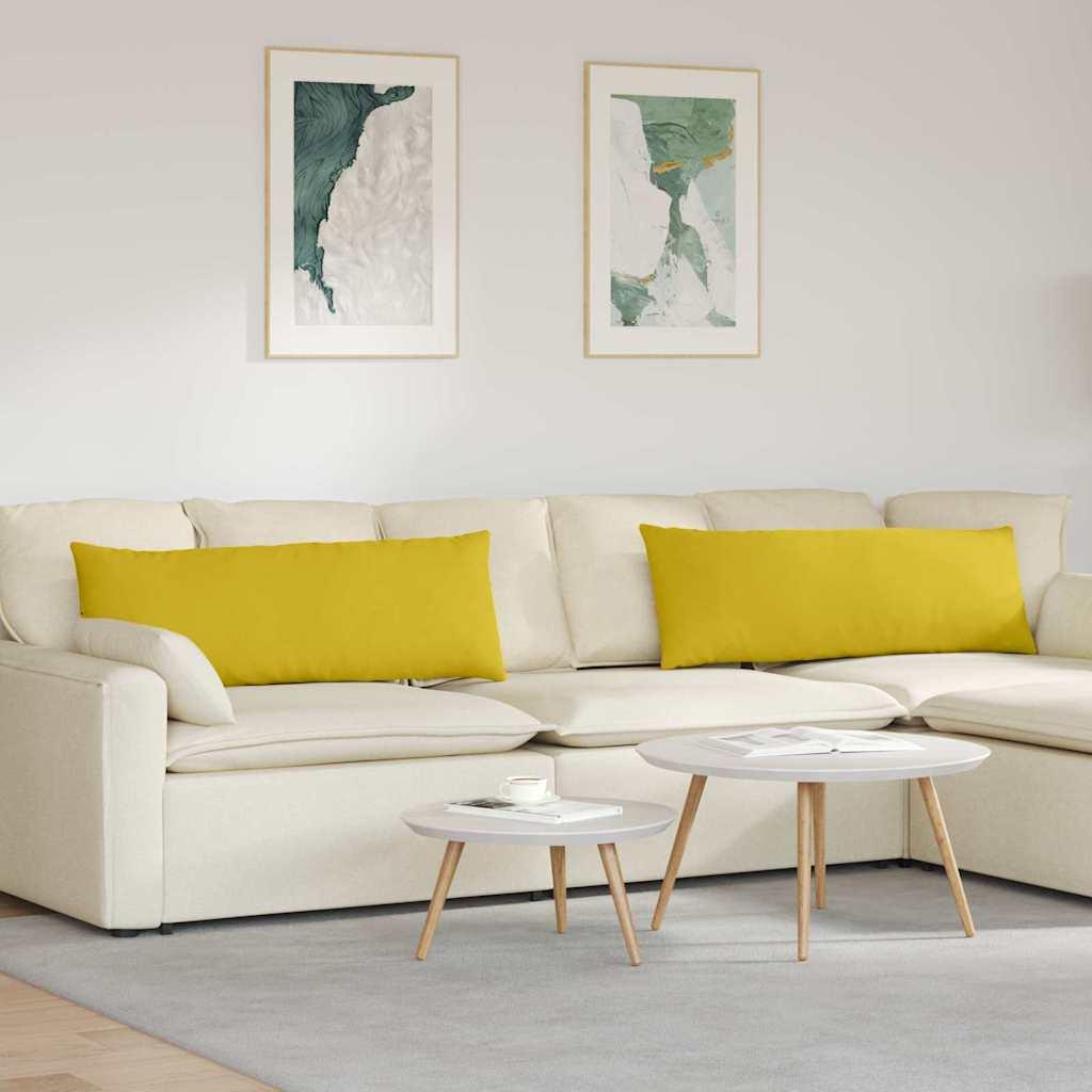 Sofapuder 2 Dele 60 X 40 Cm Velourstof - Gul / 40 x 120 cm