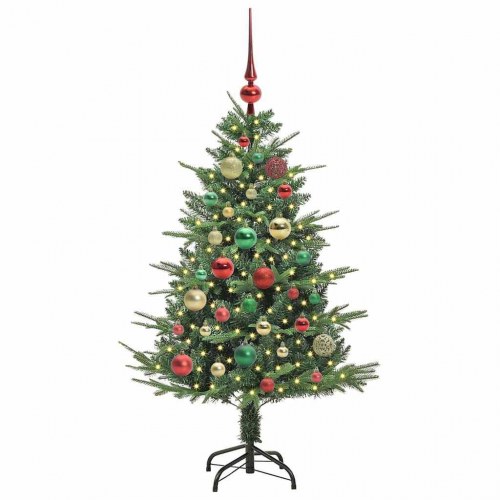 Kunstigt forlystet juletræ med kuglesæt Grøn 120 cm PVC og PE