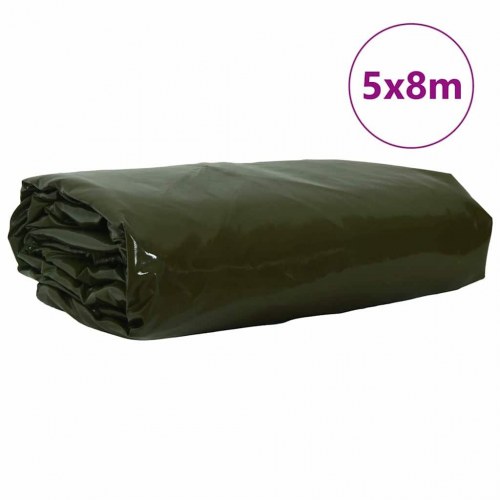 Presenning 650 g/m² - olivengrøn 5 × 8 m, lærred med PVC-belægning