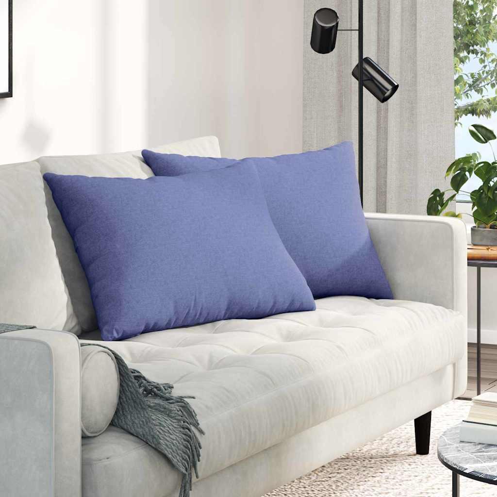 Sofapuder 2 Dele 60 X 40 Cm Stof - Jeans Blå / 50 x 70 cm