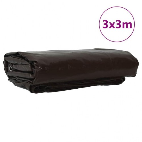 Presenning 650 g/m² - brun 3 × 3 m i lærred med PVC-belægning