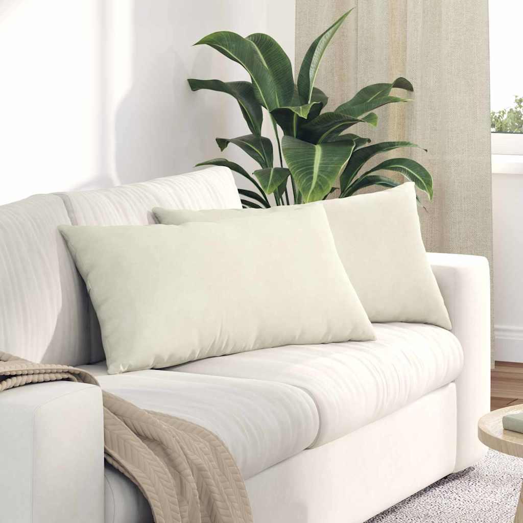 Sofapuder 2 Dele 60 X 40 Cm Velourstof - Creme / 40 x 80 cm