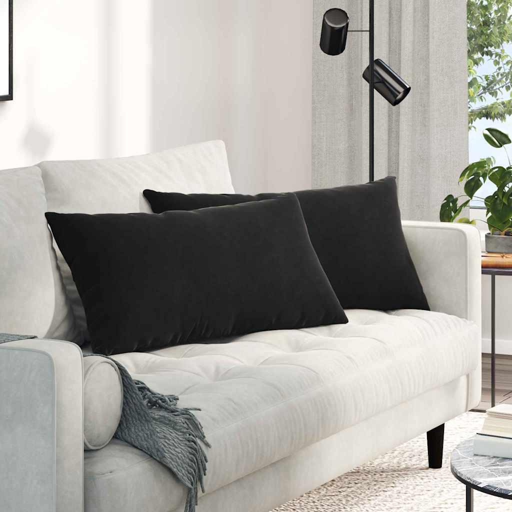 Sofapuder 2 stk Sort 80 x 40 cm Velourstof