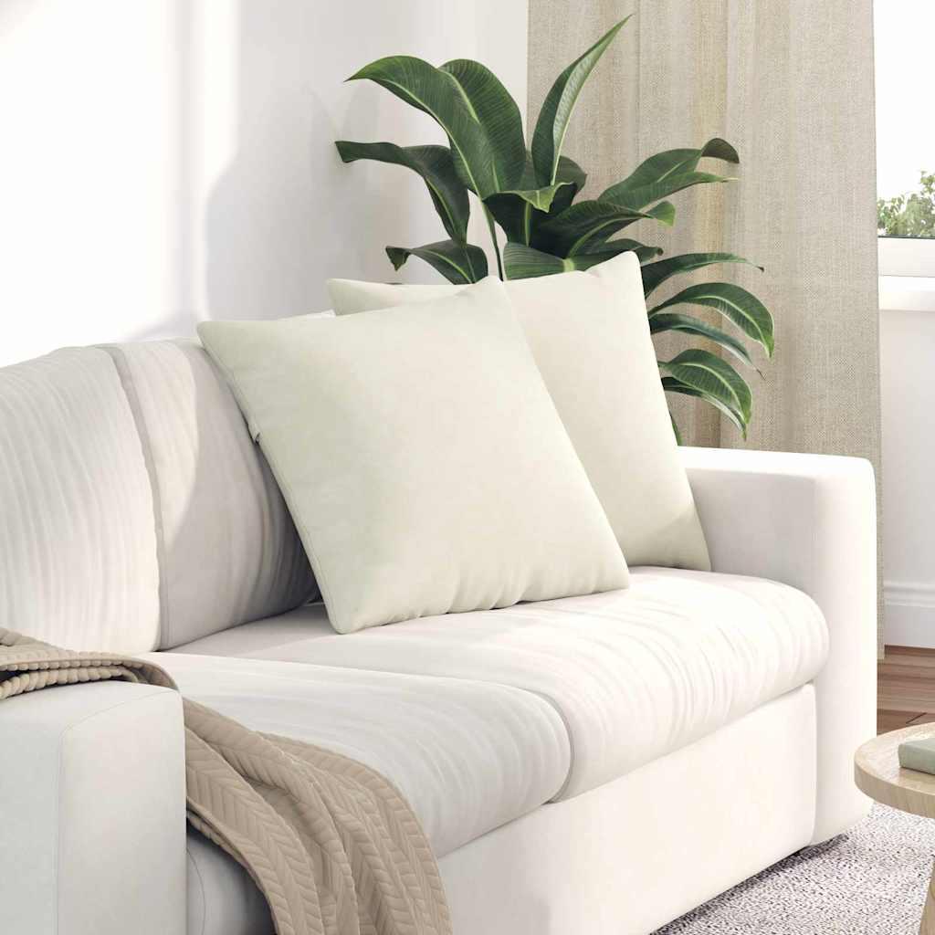 Sofapuder 2 Dele 60 X 40 Cm Velourstof - Creme / 50 x 50 cm