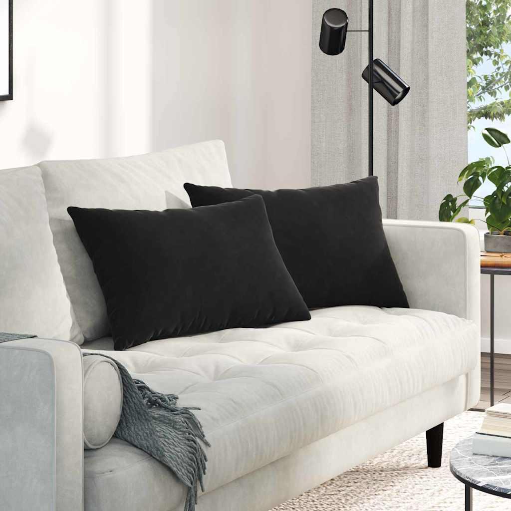 Sofapuder 2 stk Sort 60 x 40 cm Velourstof
