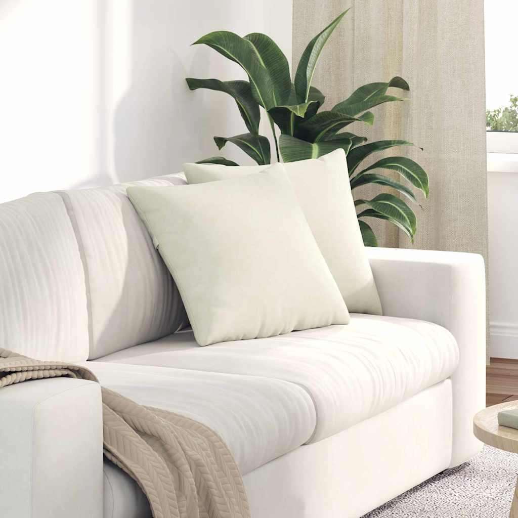Sofapuder 2 Dele 60 X 40 Cm Velourstof - Creme / 45 x 45 cm