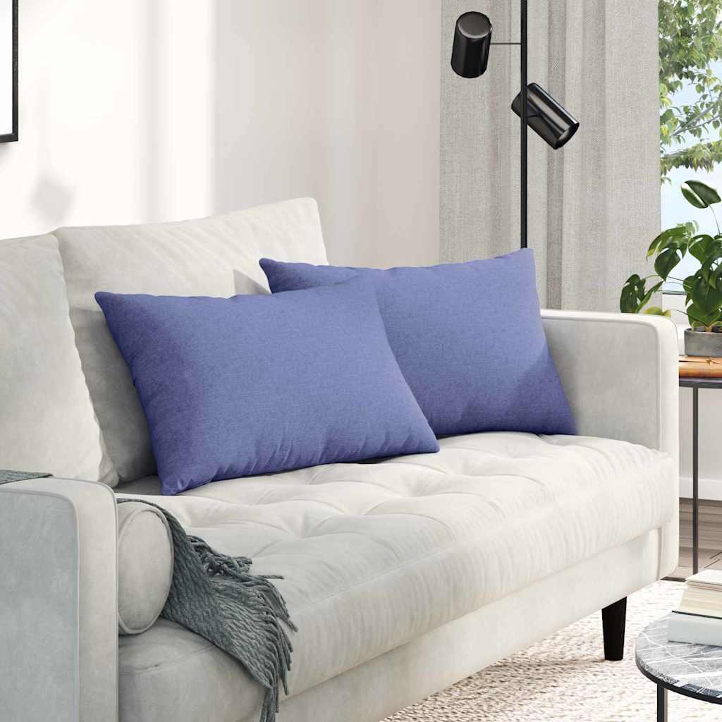 Sofapuder 2 Dele 60 X 40 Cm Stof - Jeans Blå / 40 x 60 cm